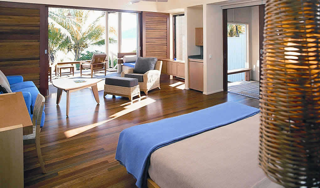 Interior de la habitación en Lizard Island resort lujo barrera de coral Australia.