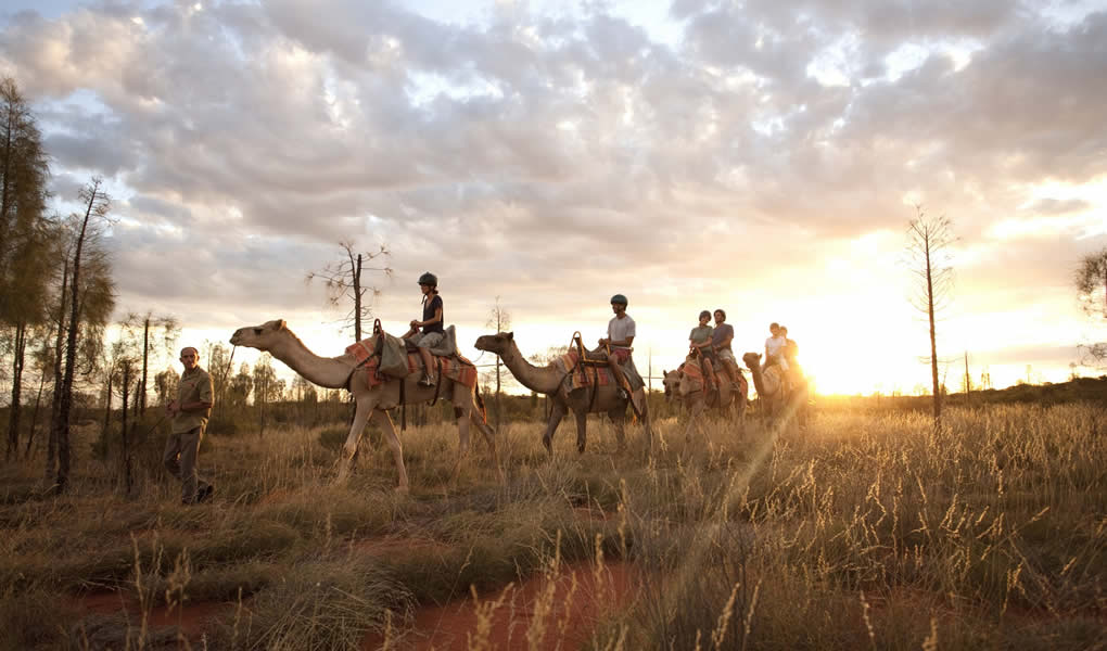 Excursiones organizadas a caballo por lodge lujo Longitude 131 en Australia