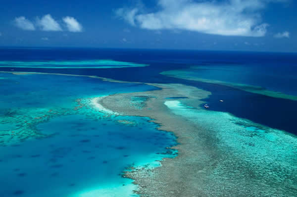 Mar de la barrera de coral en Cairns Australia diferentes tonos de azul