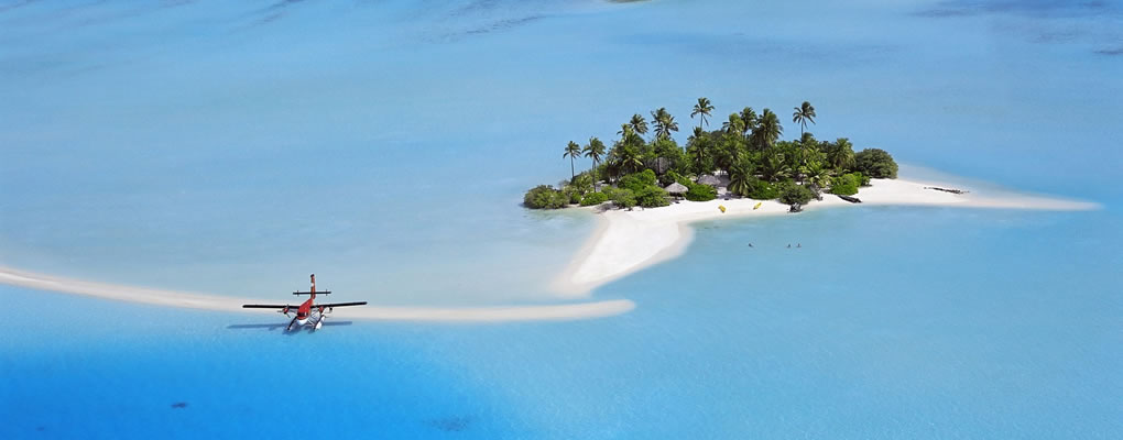 Vista atolón en Maldivas y playas 