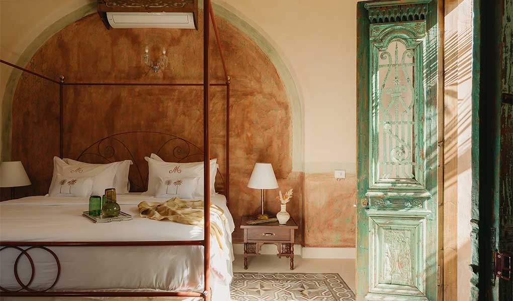 Habitación del hotel de lujo Al Moudira en Luxor