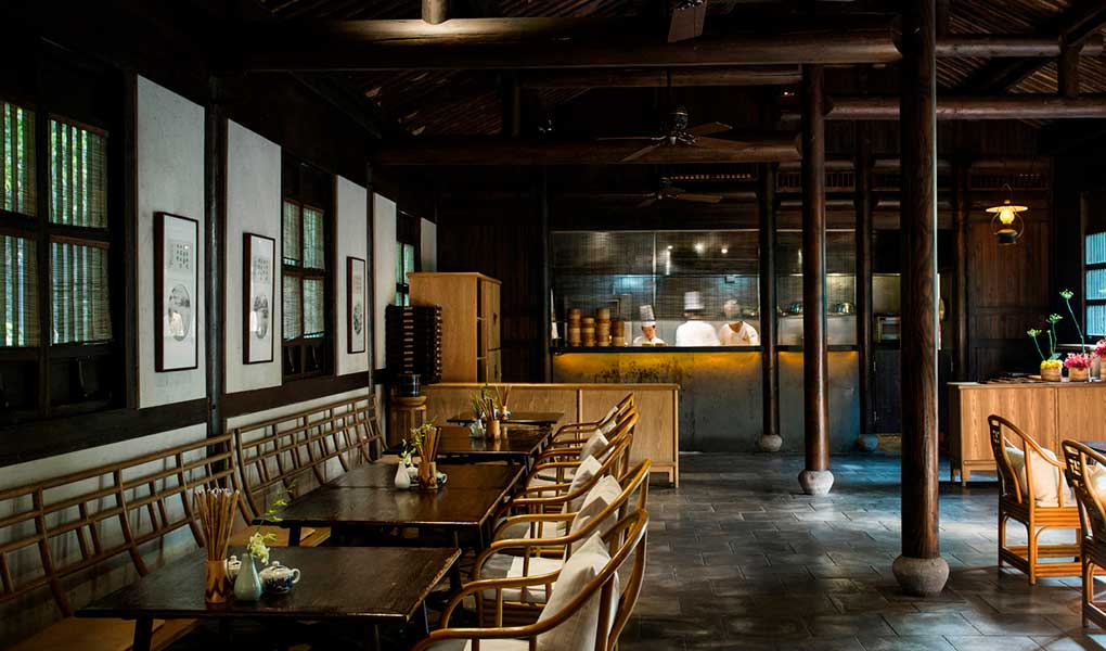 Restaurante del hotel de lujo Amanfayun en China