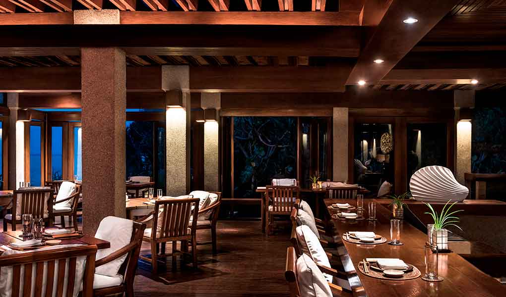 Restaurante del hotel Amanpulo en Filipinas