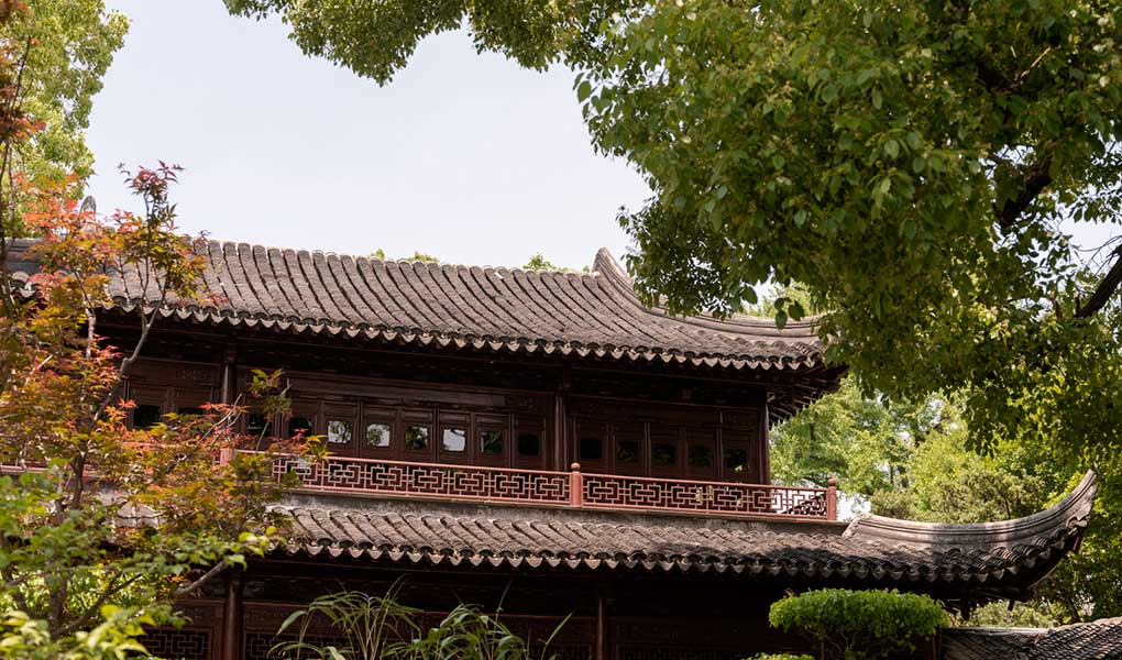 Detalle techos tradicionales del hotel Amanyangyun Shanghái