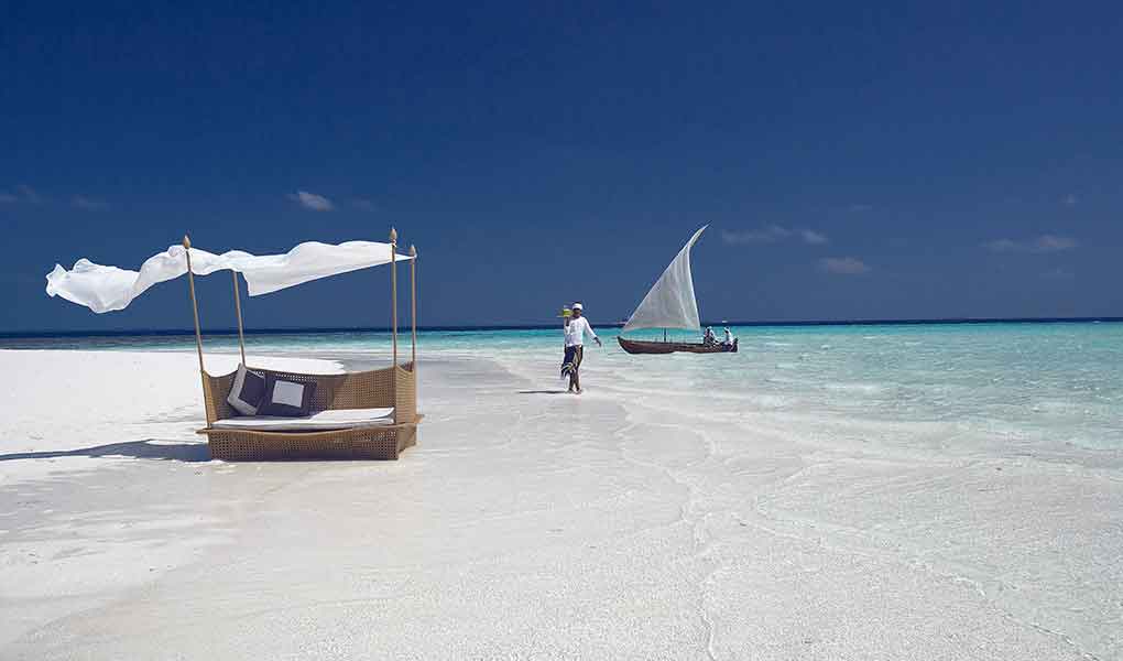 Playas de arena blanca en Maldivas hotel de lujo