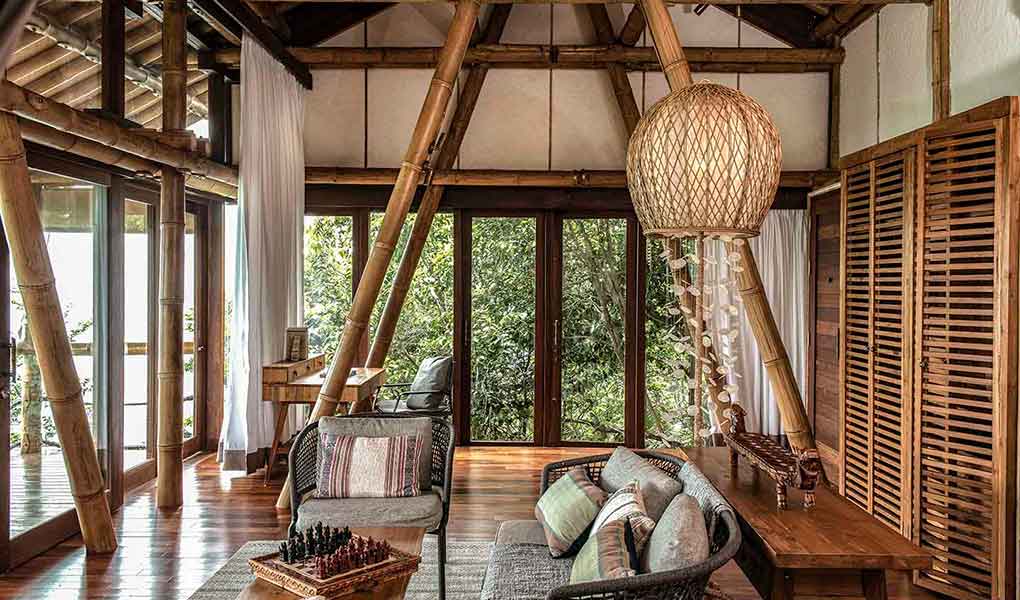 Decoración de los restaurantes y zonas comunes del hotel en Indonesia