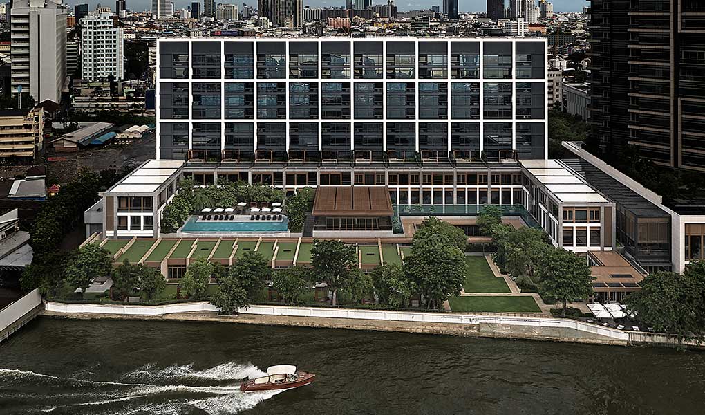 Exterior del edificio del hotel lujo CAPELLA Bangkok