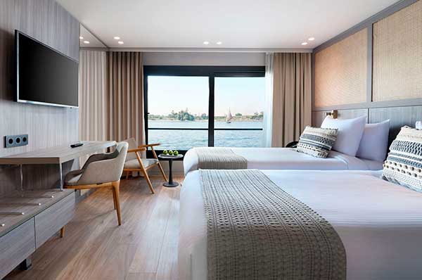 Cabina con vistas el río Nilo crucero Egipto