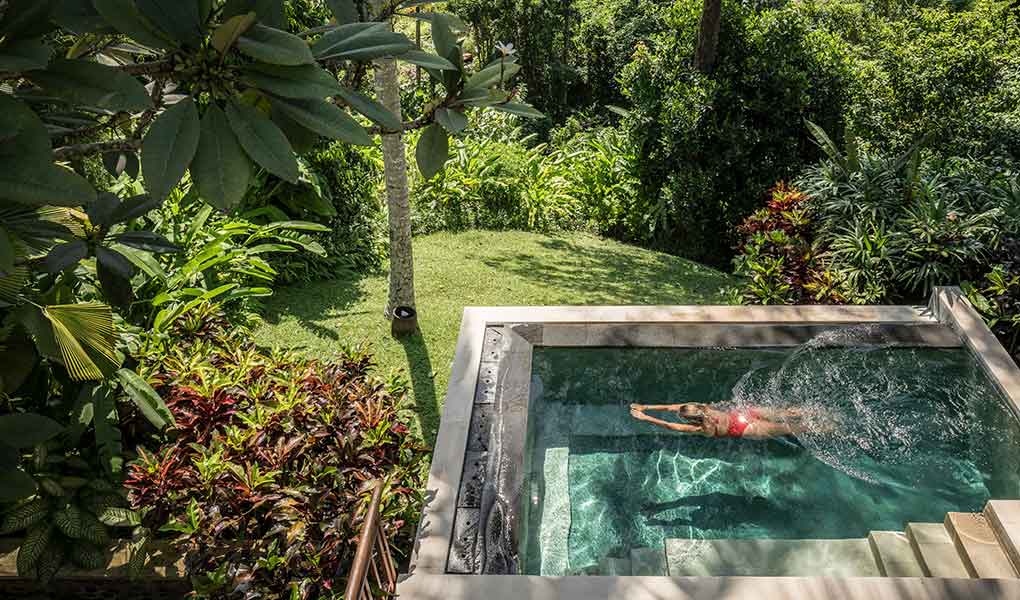 Piscina privada hotel de lujo en Indonesia, en Ubud