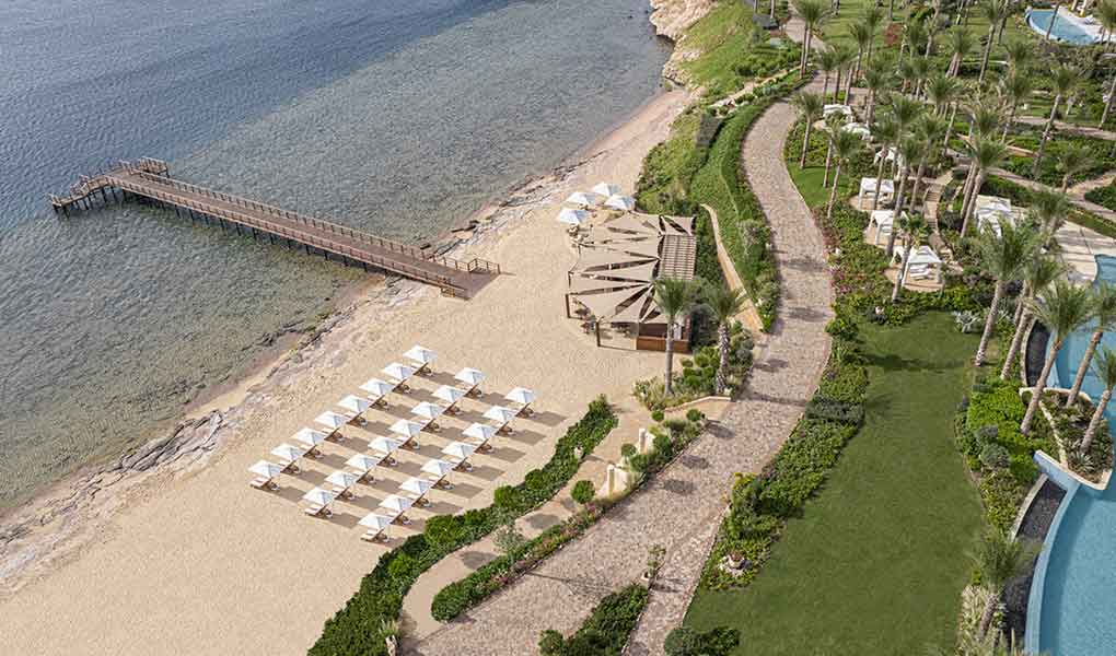 Vistas aéreas de la playa hotel Four Seasons Sharm El Sheikh