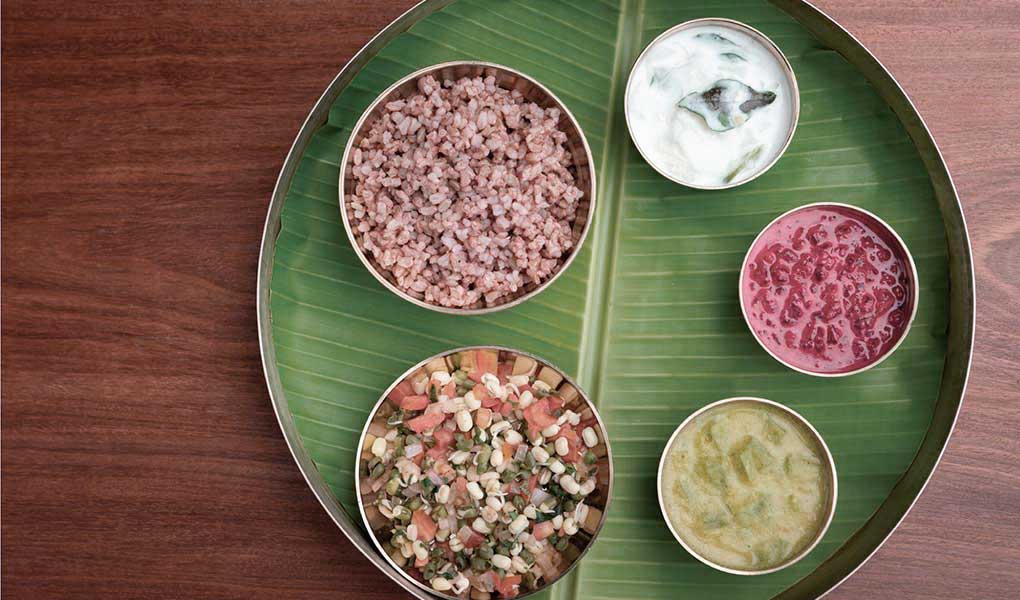 Plato vegetariano tradicional en Kerala 