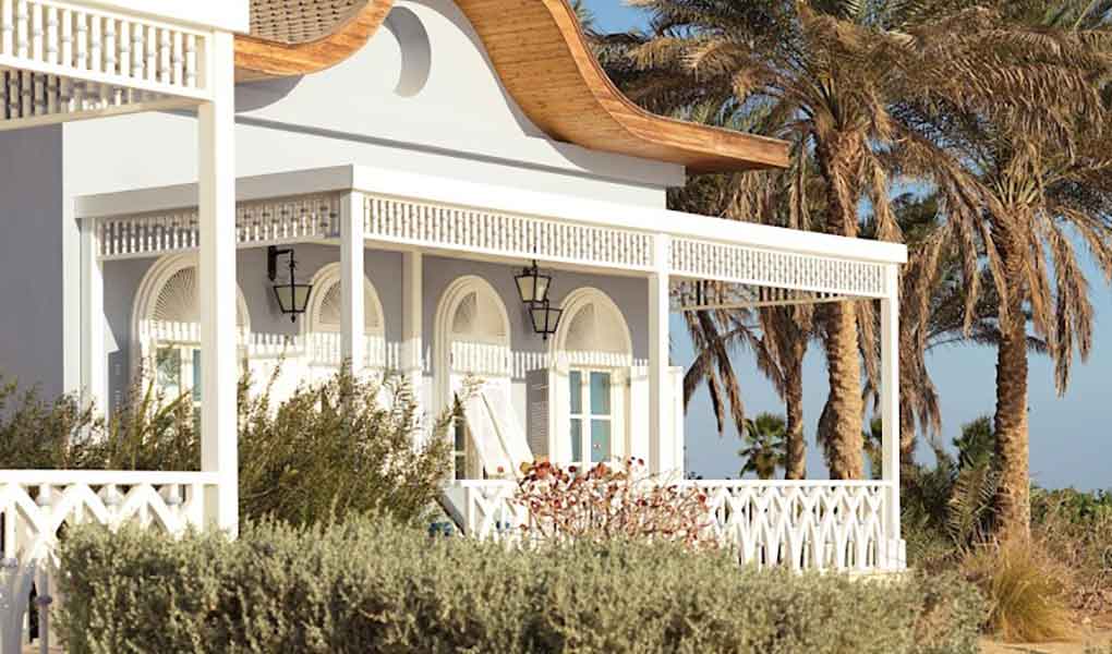 Fachada del hotel de lujo en Egipto La Maison Bleue El Gouna Mar Rojo