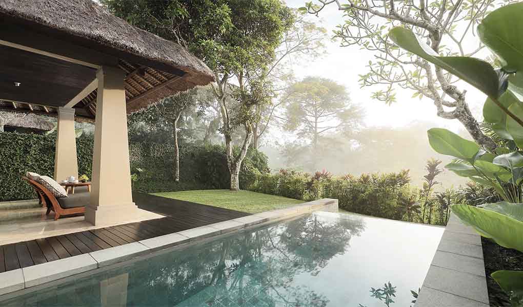 Piscina privada de la villa en Bali en Ubud