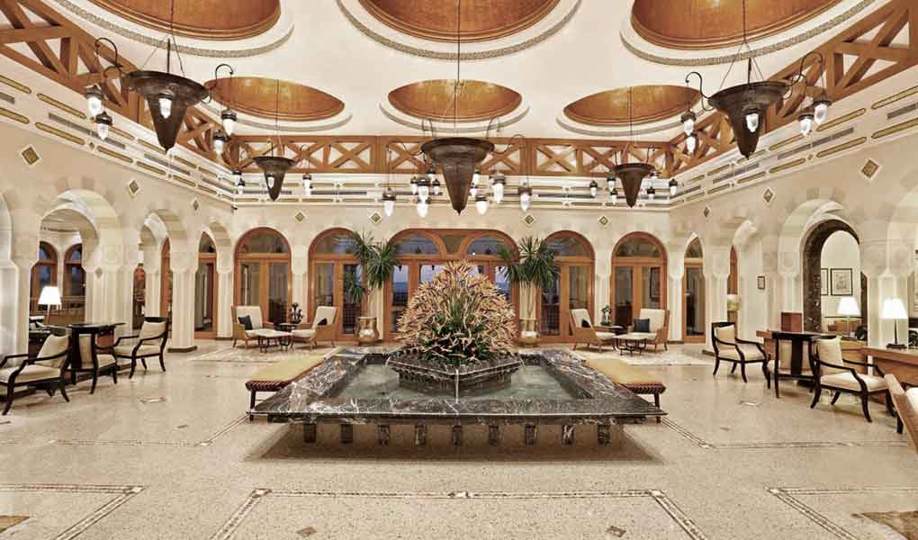 Entrada al hotel Oberoi Sahl Hasheesh en Egipto