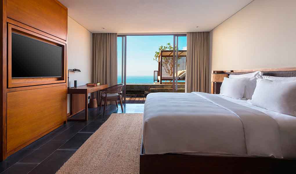 Interior de la habitación Six Senses Uluwatu en Indonesia