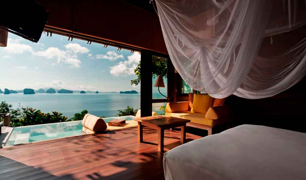 Vistas al horizonte desde la villa privada del hotel Six Senses Yao Noi