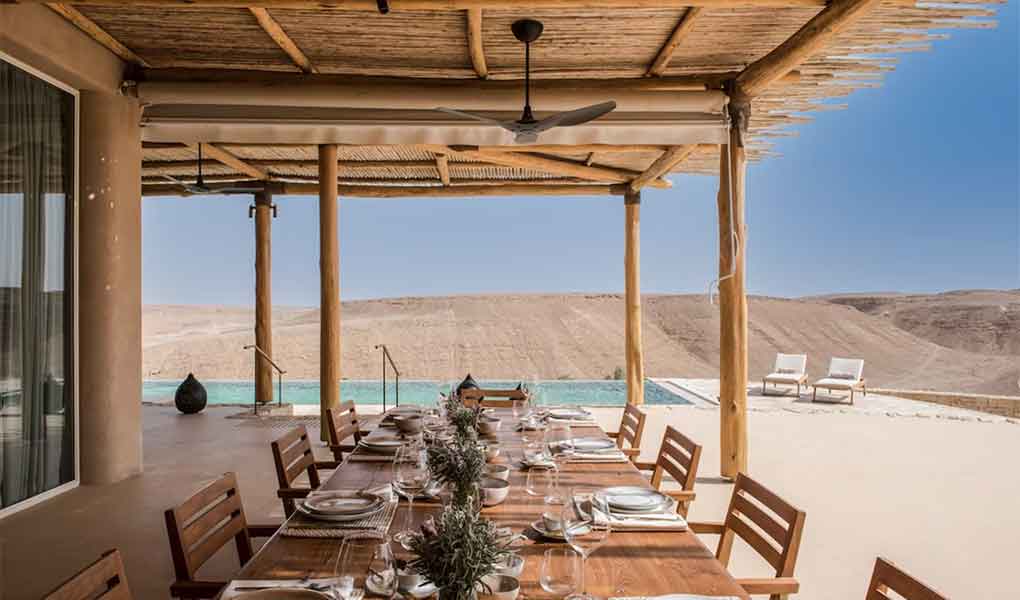 Vistas al desierto desde el restaurante del hotel