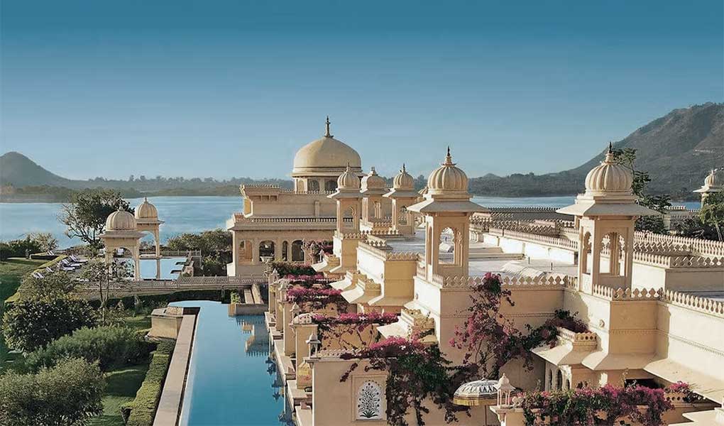 Vistas aéreas del hotel The Oberoi Udaivilas en India