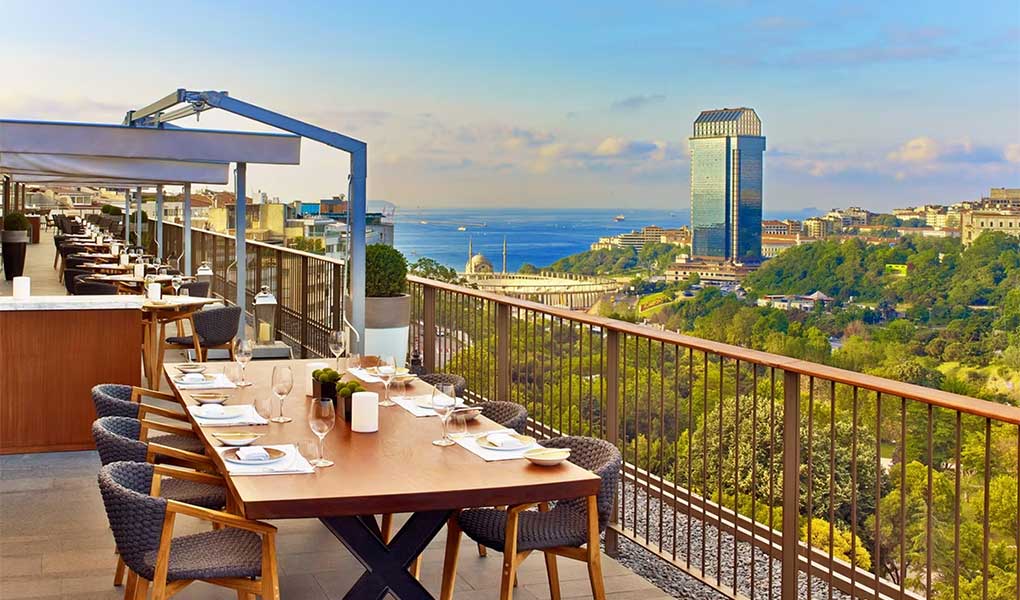 Vistas a la ciudad desde el hotel The St. Regis Istanbul en Turquía lujo