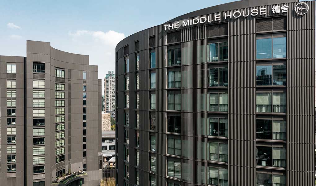 Fachada hotel de lujo en china The Middle House
