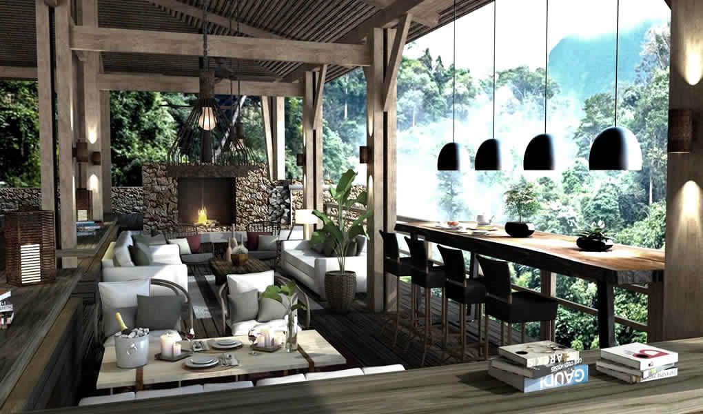 Vista del bar en Awasi Iguazú