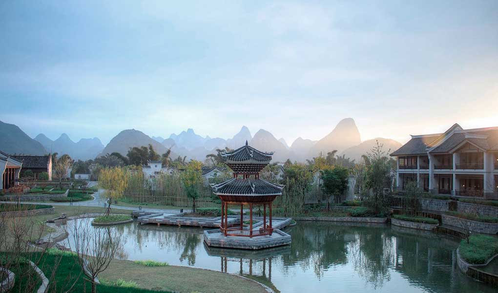 Vistas de las zonas comunes del hotel en Guilin
