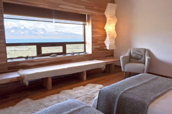 habitación del hotel Tierra Patagonia en Torres del Paine en Chile