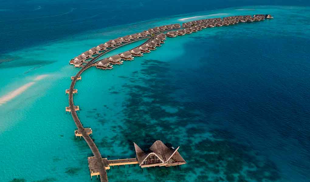 JOALI Maldives vistas desde el cielo mar y bungalows
