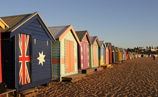 Casitas de colores playa de Australia
