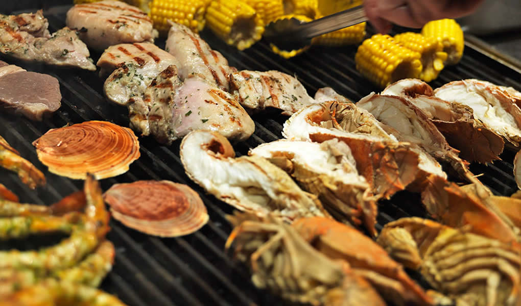 Mariscos y comida local en Australia lodge de lujo Lizard Island. 