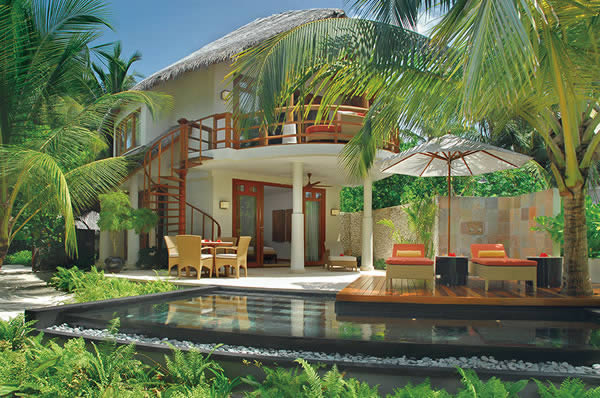 Vista de la Beach Villa Familia en el hotel Constance Halaveli en Maldivas