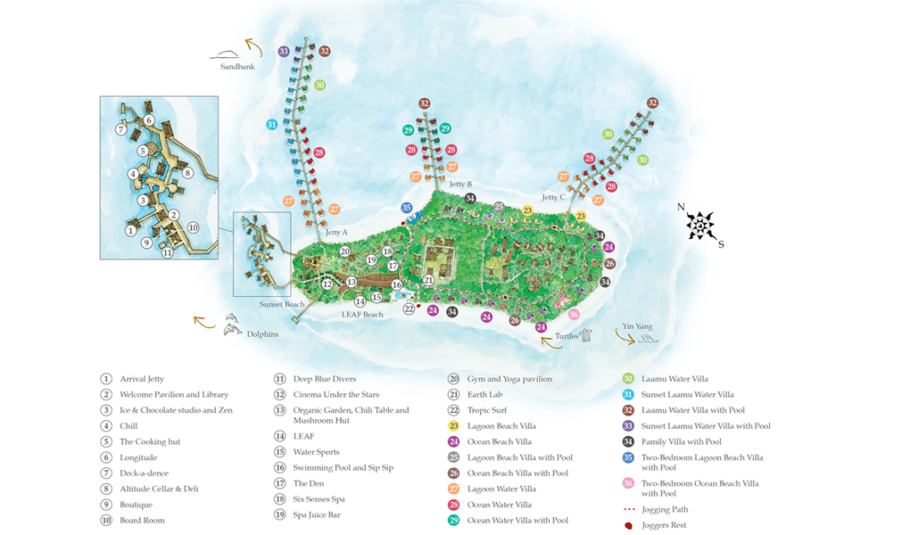 Mapa Isla Six Senses Laamu Maldivas