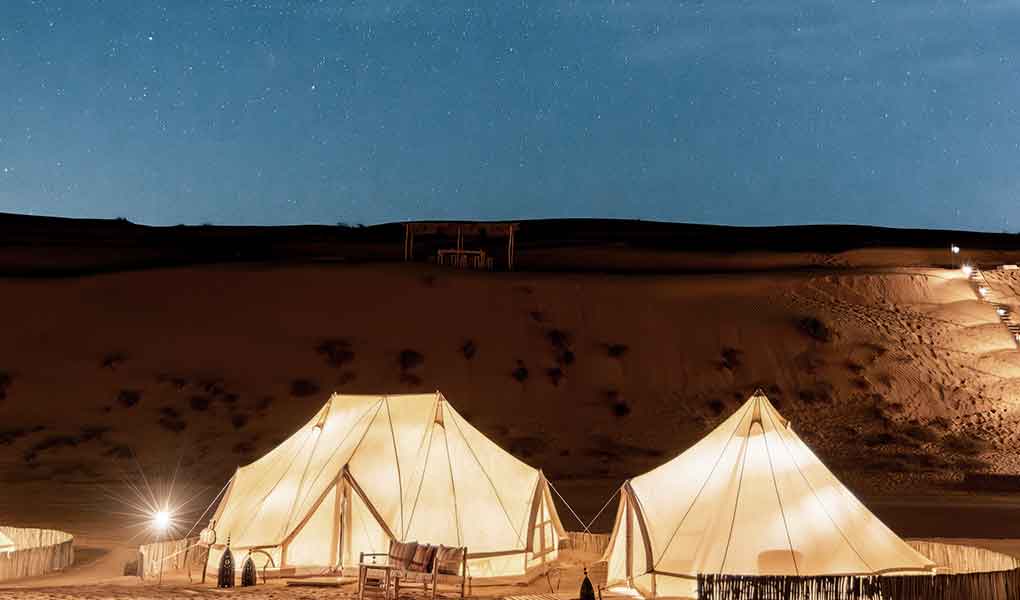 Tiendas noche campamento desierto Tiendas de lujo Tienda de campaña Magic Camp Wahiba Sands