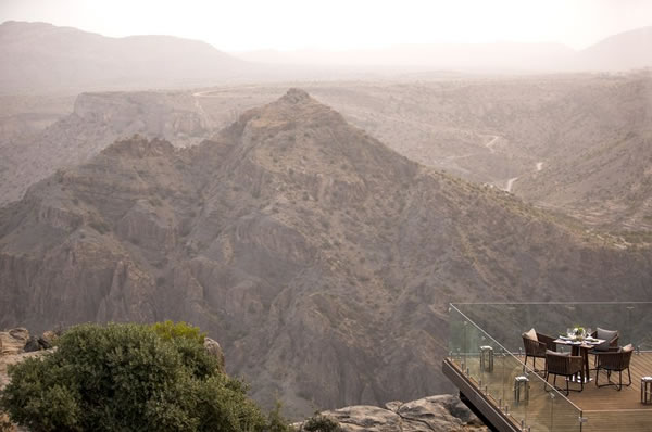 Vistas aéreas Anantara Jabal Akhdar montañas de Omán