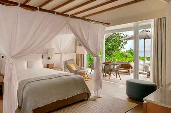 Diseño interior de la beach villa del hotel
