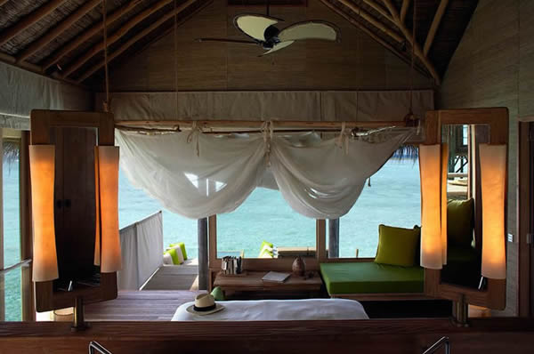Vistas desde la habitación en Maldivas en Six Senses Laamu