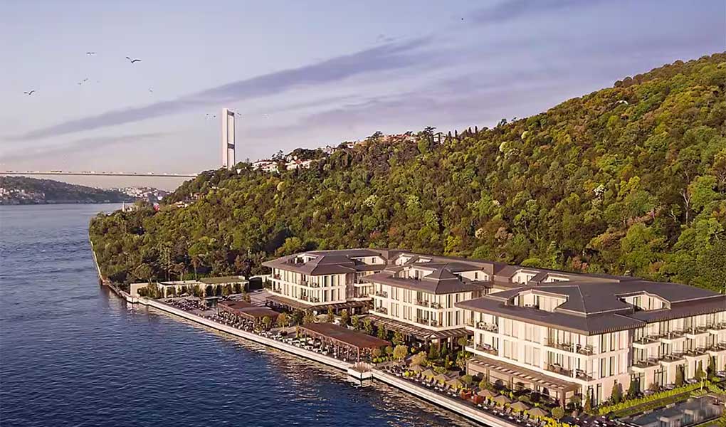 Vistas aéreas del hotel de lujo en Turquía Mandarin Oriental Bosphorus Estambul